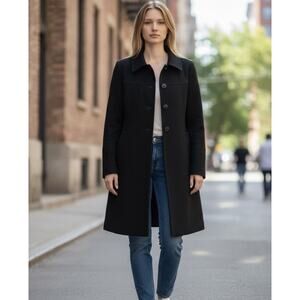 NWT LARRY LEVINE Classic Wool Blend Peacoat Size 6 Black Classic Old Money 3388